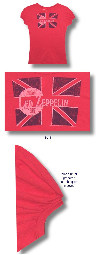 Led Zeppelin Flag Jr Red T-Shirt XL Only