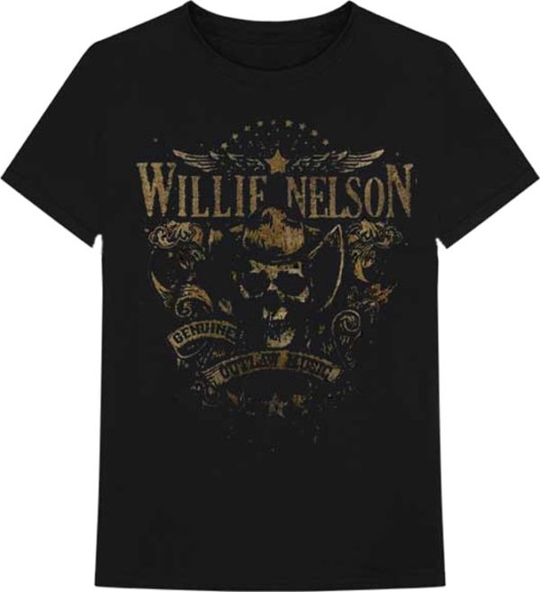 Willie Nelson Genuine Outlaw Mens Black T-shirt
