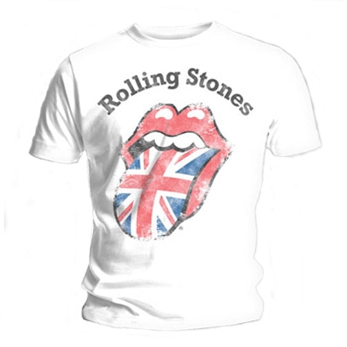 Rolling Stones Distressed Union Jack White T-shirt