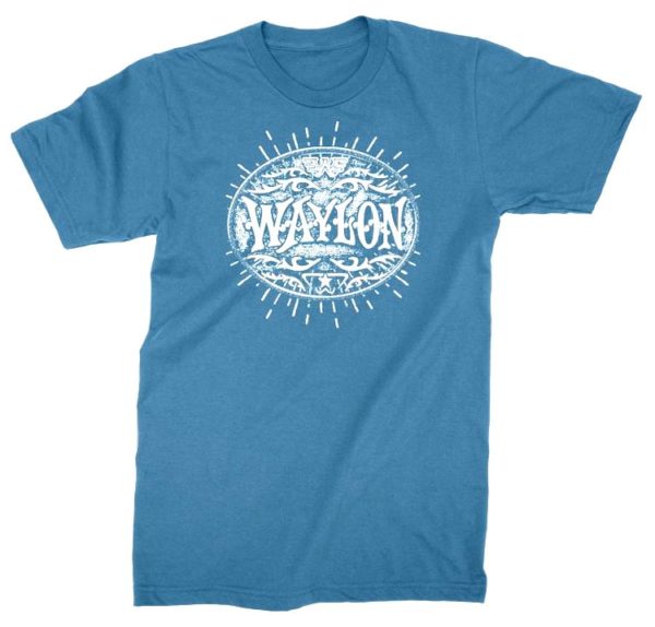 Waylon Jennings Buckle Mens Blue T-shirt