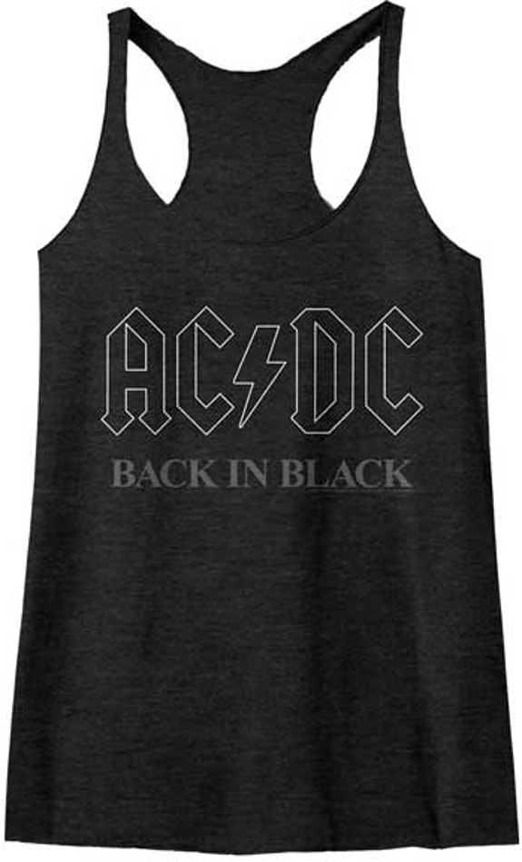 AC/DC Back In Black Jr Raw Edge Tank Top