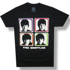 The Beatles Color Blocks Men Black T-shirt