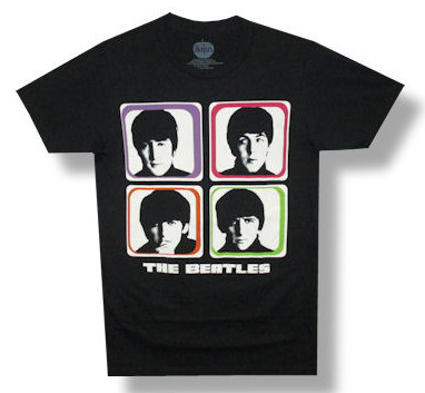 The Beatles Color Blocks Men Black T-shirt