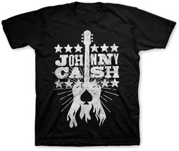 Johnny Cash Woodcut Guitar Youth T-shirt