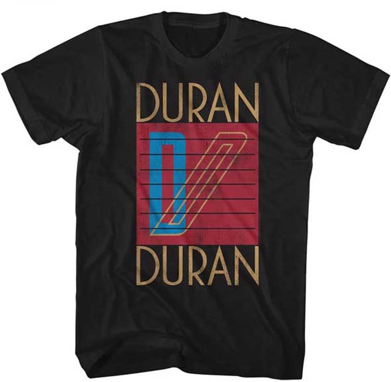Duran Duran logo on black cotton t-shirt