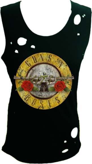 Guns N ROses WOmens distressed tank top black t-shirt