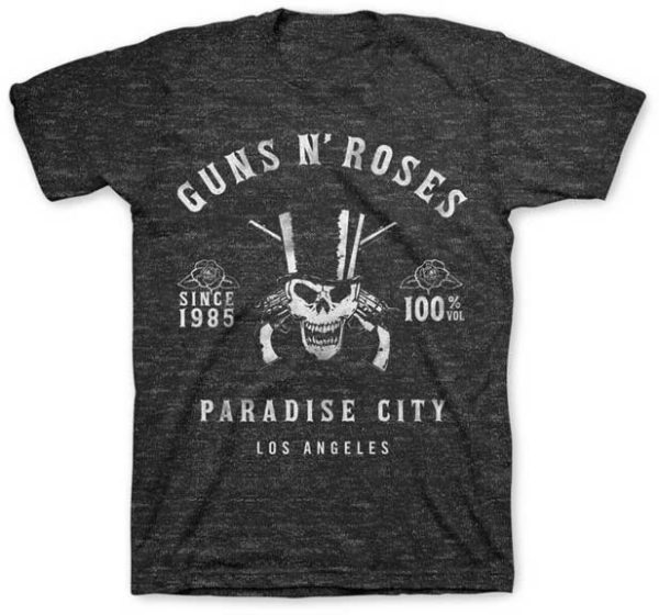 Guns N Roses Skeleton L.A. Label Mens Gray T-shirt
