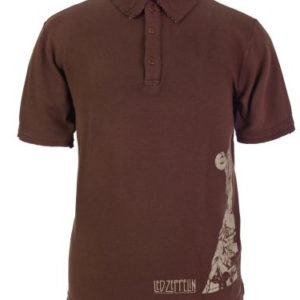 Led Zeppelin Stairway Distressed Mens Brown Polo Shirt Medium Only