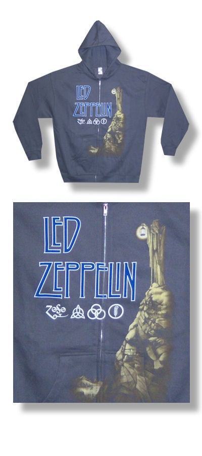 Led Zeppelin The Hermit Gray Zip Hoodie Small Only