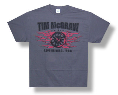 Tim McGraw Fire Wheel Mens Gray T-shirt