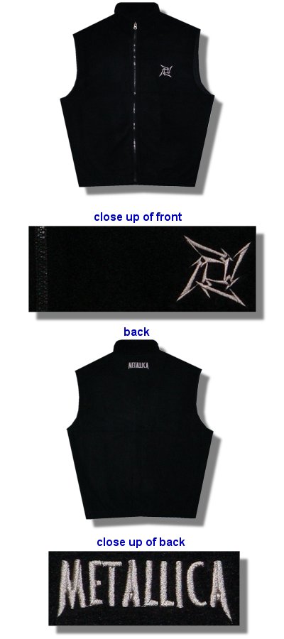 Metallica Polar Fleece Vest Mens Thermal - Large Only