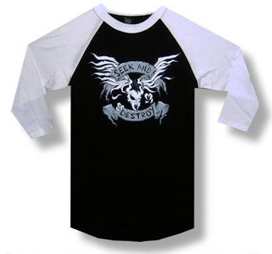 Metallica Seek & Destroy 3/4 Sleeve Raglan Mens Black T-shirt