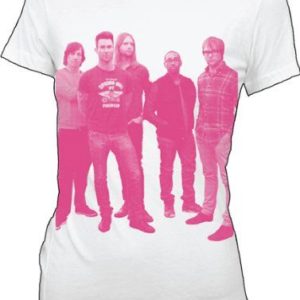Maroon 5 Pink Halftne Photo Jr White T-Shirt