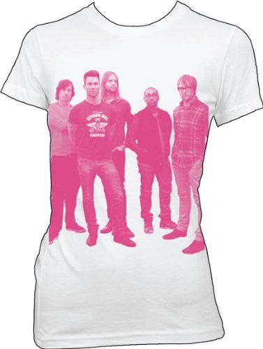Maroon 5 Pink Halftne Photo Jr White T-Shirt