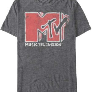 MTV Scribbles Distressed Mens Gray T-shirt