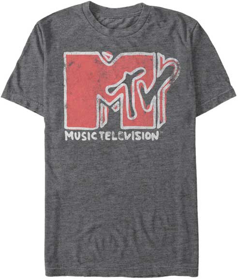 MTV Scribbles Distressed Mens Gray T-shirt