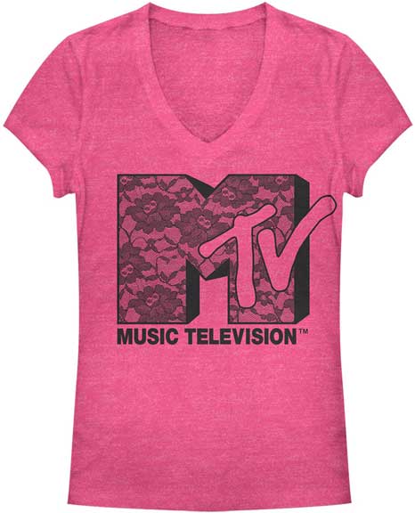 MTV Lace Jr V-Neck Pink T-shirt