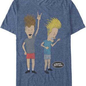 MTV Distressed Beavis and Butt-Head Mens Blue T-shirt