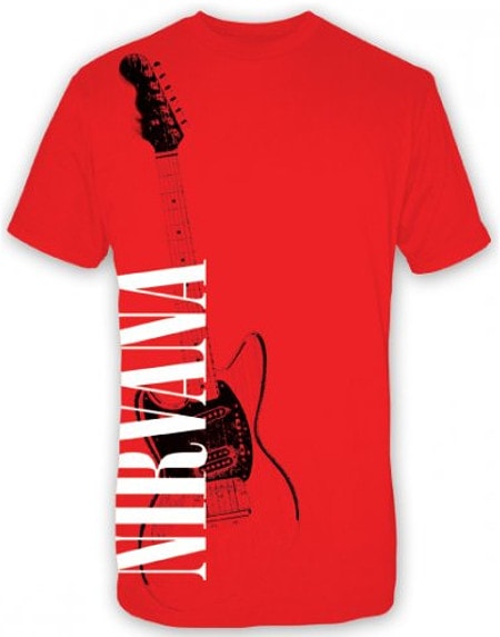 Nirvana Red Guitar Mens Red T-Shirt
