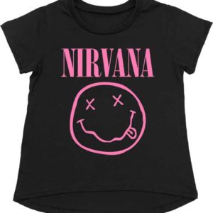 Nirvana Pink Smiley Toddler Black T-Shirt