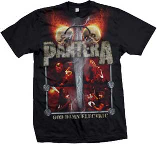 Pantera Lightning Skulls Mens Black T-shirt