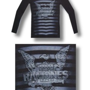Ramones Striped Long Sleeved Thermal Mens Black T-Shirt - XS Only