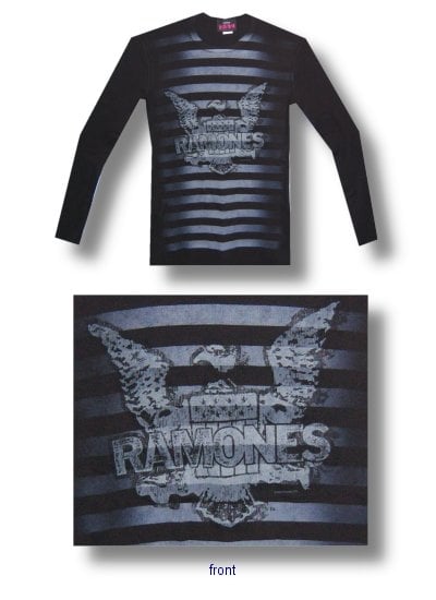 Ramones Striped Long Sleeved Thermal Mens Black T-Shirt - XS Only