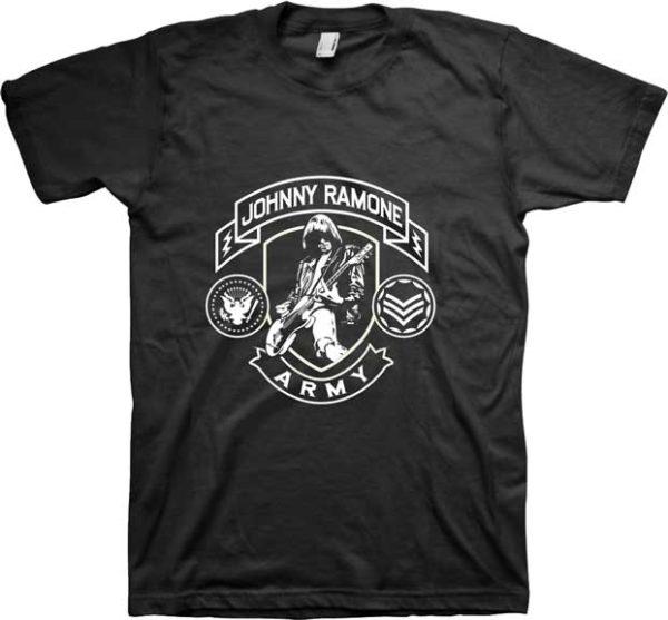 Ramones Johnny Ramone Army Logo Mens Black T-shirt