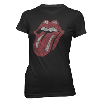 ROlling Stones distressed tongue log black t-shirt