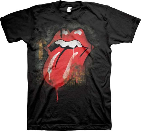 Rolling Stones Stencil Mens Black T-Shirt
