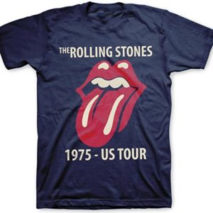Rolling Stones 1975 US Tour Mens Blue T-Shirt