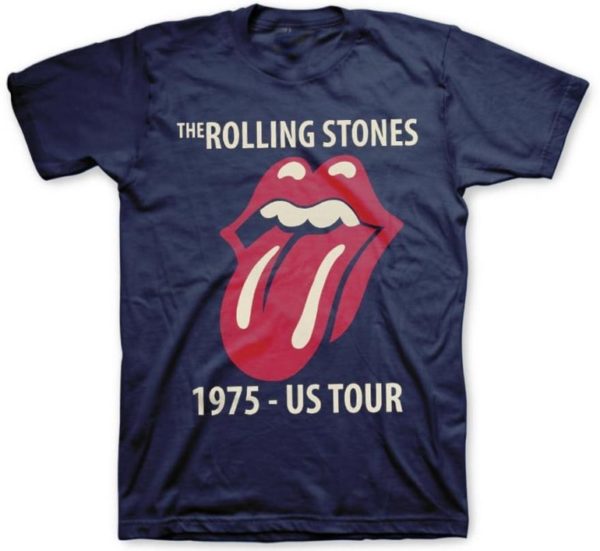 Rolling Stones 1975 US Tour Mens Blue T-Shirt