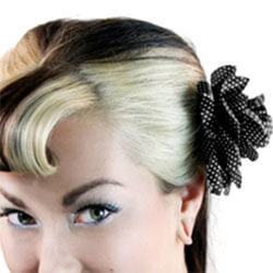 Black Rose Hairclip with White Polka Dots - OSFA