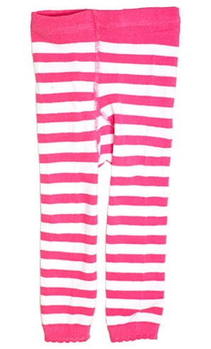 White / Pink Striped Baby Leggings - Infant