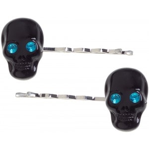 Skull Hair Pins Black And Blue Band Tees
