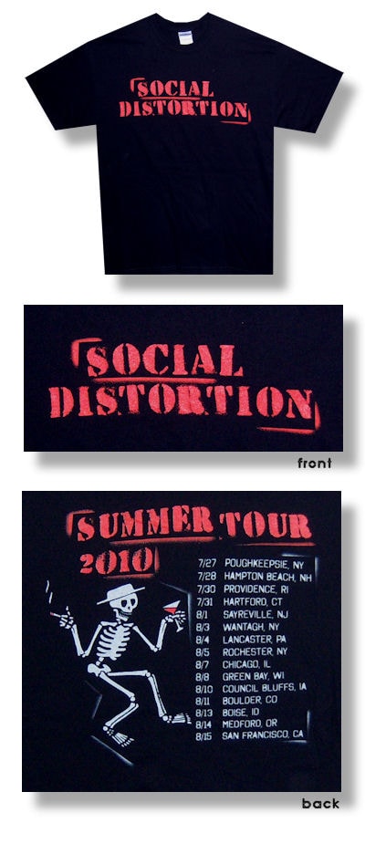Social Distortion Stencil 2010 Concert Black T-shirt Medium Only