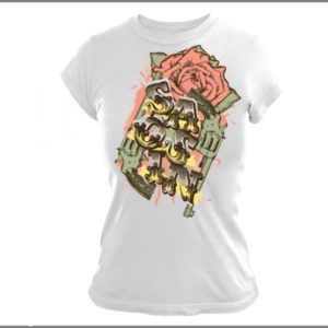Saosin Roses & Guns Jr Women White T-Shirt