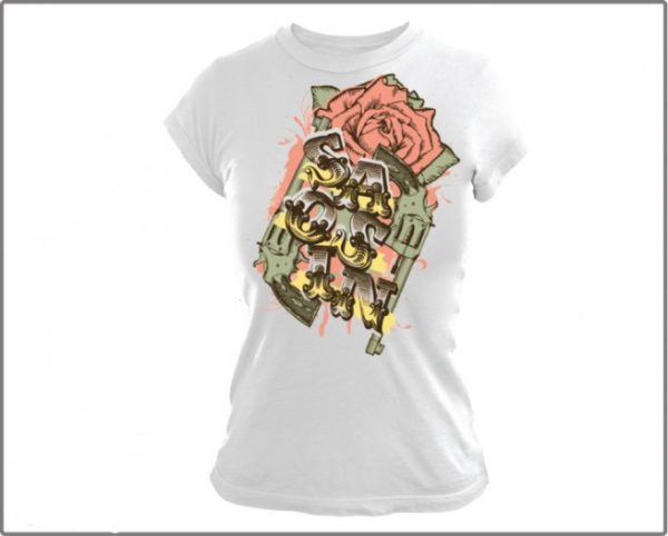Saosin Roses & Guns Jr Women White T-Shirt