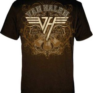 Van Halen Rock N Roll Mens Brown T-Shirt