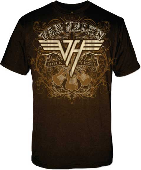 Van Halen Rock N Roll Mens Brown T-Shirt