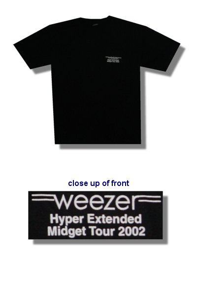 Weezer Midget Tour Crew Concert Mens Black T-shirt XL Only