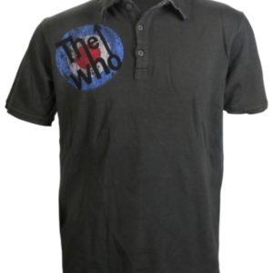 The Who Distressed Logo Polo Mens Black T-Shirt
