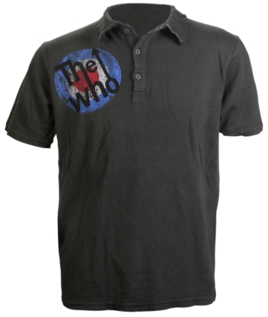 The Who Distressed Logo Polo Mens Black T-Shirt