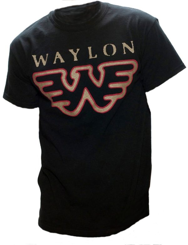 Waylon Jennings Wings Mens Black T-shirt