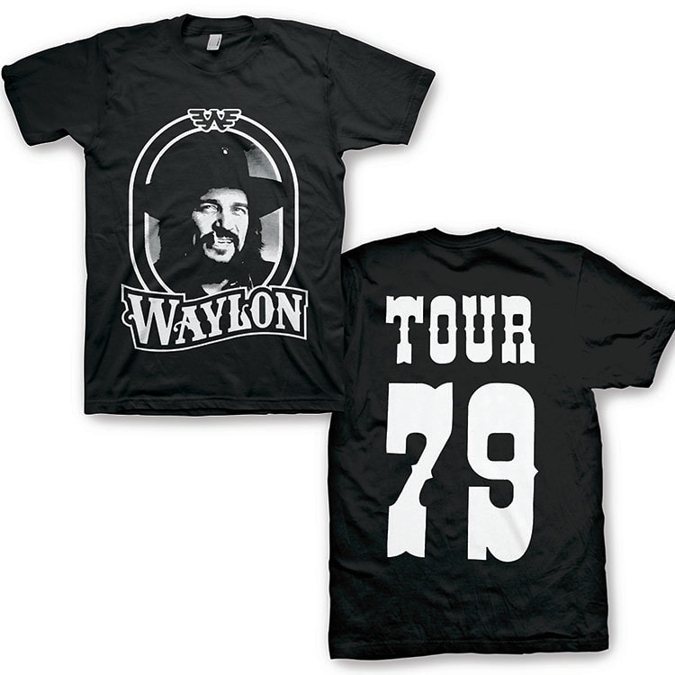 Waylon Jennings Mens Tour 79 White Raglan Baseball Jersey White//Black