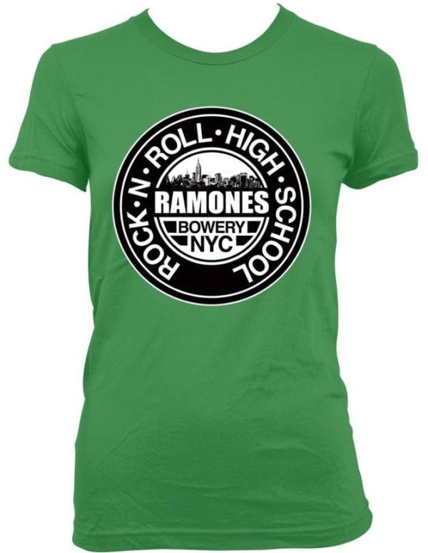 Ramones Rock N Roll High School Jr Green T-shirt