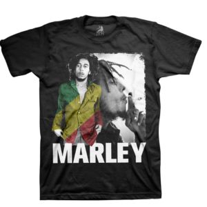 Bob Marley Rasta Stripe Mens Black T-shirt