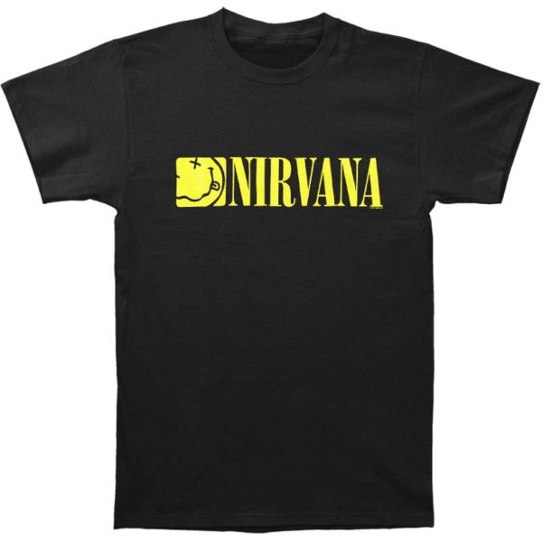 Nirvana Boxed Smile Logo Mens Black T-Shirt