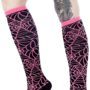 Sourpuss Pink Web Adult Size Knee Socks