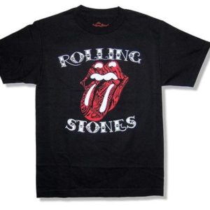 Rolling Stones Tattoo Tongue Mens Black T-shirt